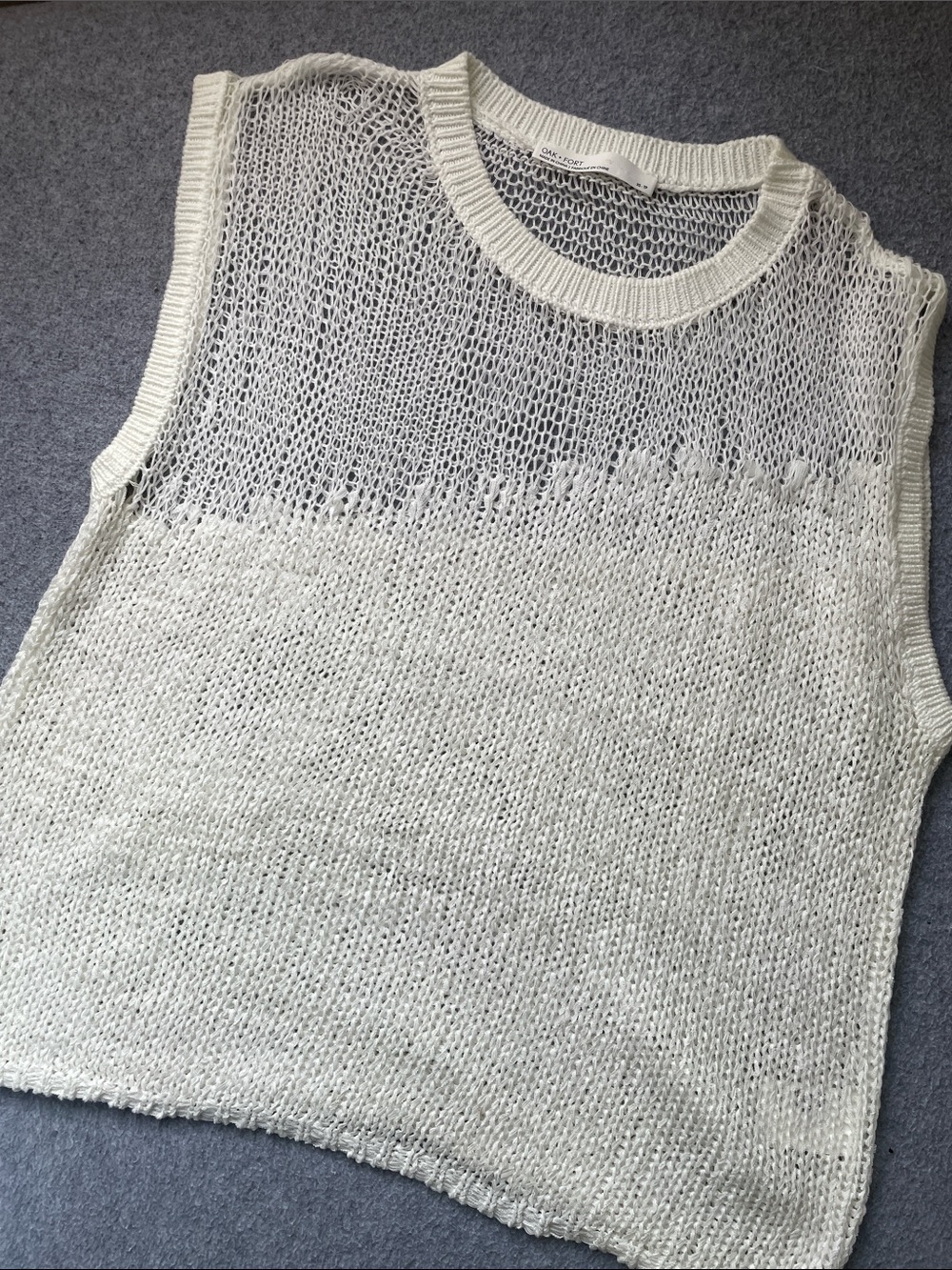 Oak + Fort Light Cream Sleeveless Knit Sweater